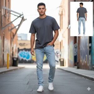 EMPYRE Mens Light Wash Distressed Denim Jeans Size‎ 32 Waist